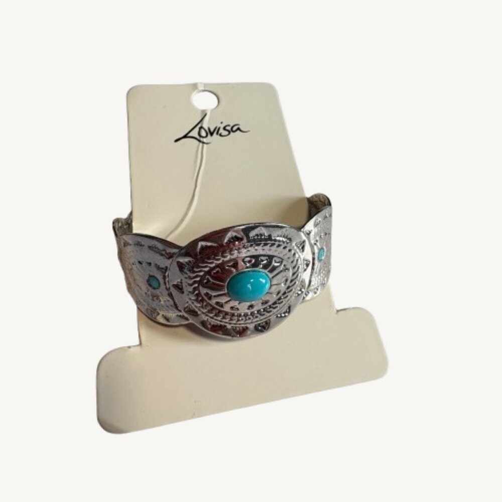 Lovisa Silver and Blue Boho Cuff Bracelet New with Tags